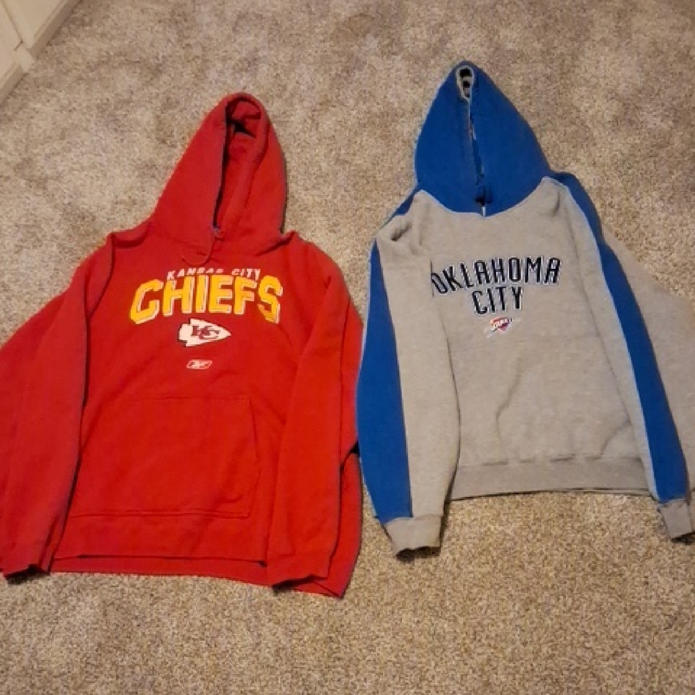 NFL Red Kansas City Chiefs Hoodie and Gray Blue Oklahoma City Thunder Hoodie
